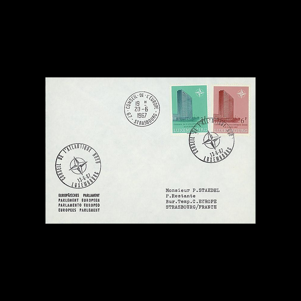 OTAN20EO : 1967 - Env. entête PE - 1er Jour Luxembourg 'Réunion du Conseil de l'OTAN'