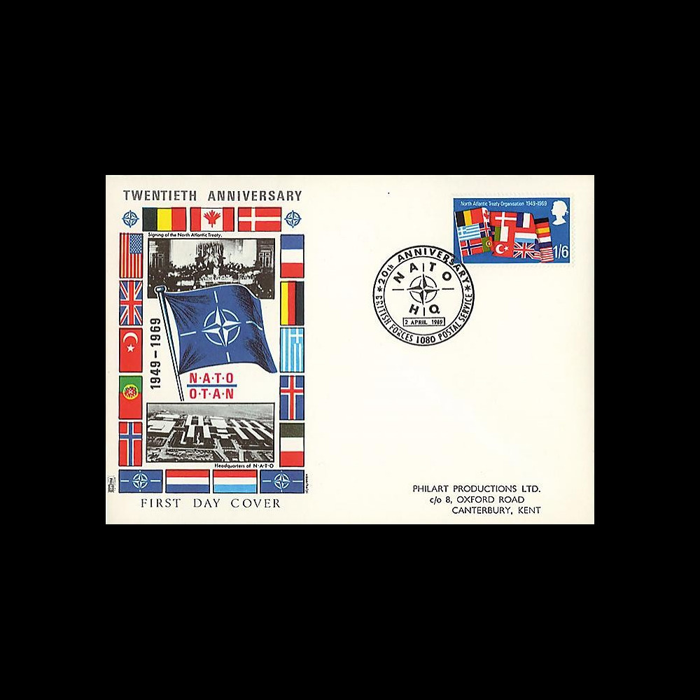 OTAN21 : 1969 - FDC 1er Jour Grande-Bretagne '20 ans OTAN 1949-1969'