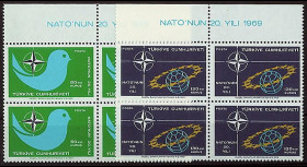 OTAN23B4 : 1969 - Bloc de 4 TP Turquie '20 ans OTAN 1949-1969'