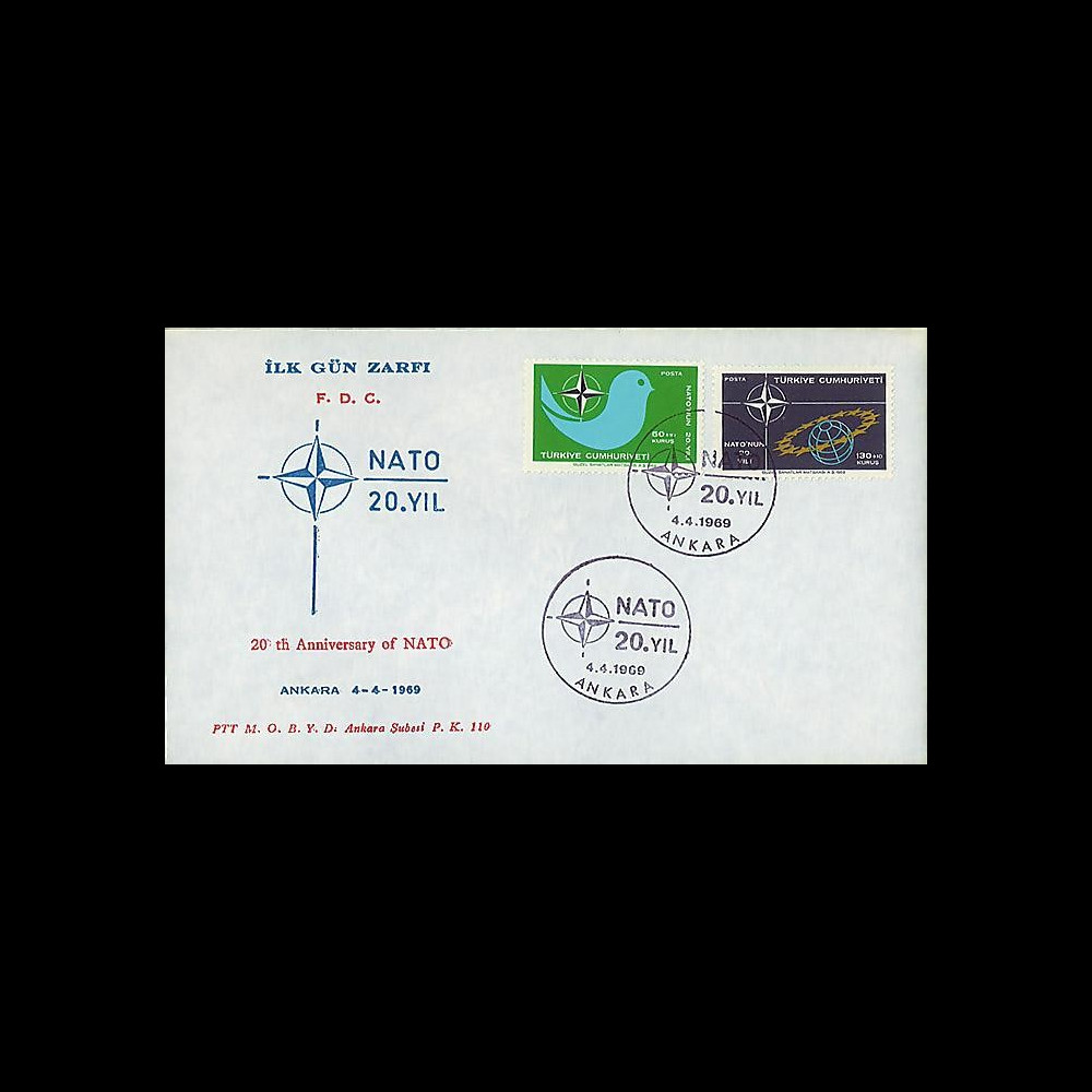 OTAN23 : 1969 - FDC 1er Jour Turquie '20 ans OTAN 1949-1969'