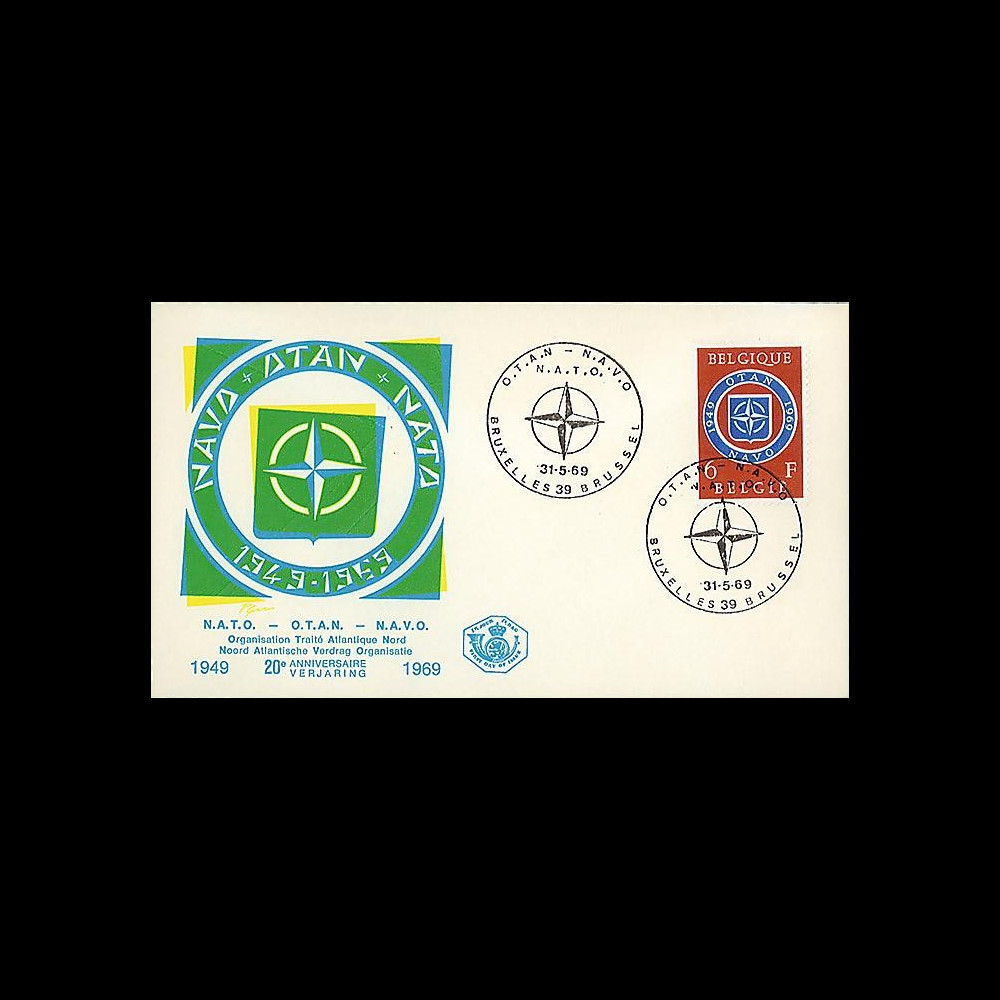 OTAN24-T1 : 1969 - FDC Belgique '20 ans OTAN 1949-1969' - Bruxelles
