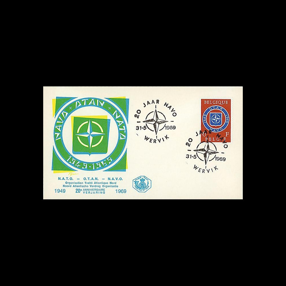 OTAN24-T2 : 1969 - FDC Belgique '20 ans OTAN 1949-1969' - Wervik