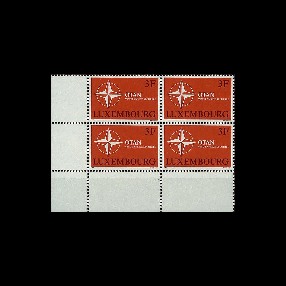 OTAN25B4 : 1969 - Bloc de 4 TP Luxembourg '20 ans OTAN 1949-1969'