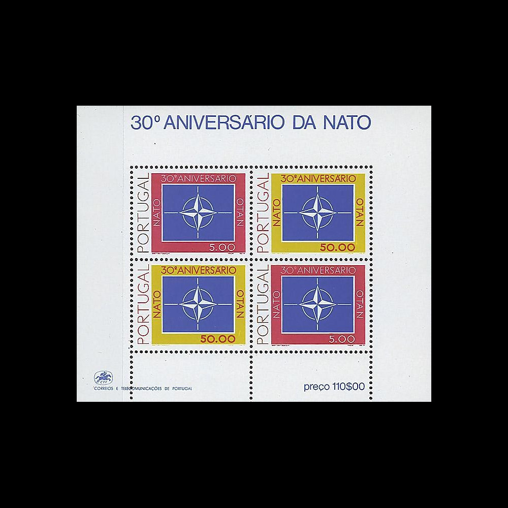 OTAN30BN : 1979 - Bloc-feuillet 4 TP Portugal '30 ans OTAN'