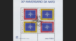 OTAN30Bb : 1979 - Bloc-feuillet 4 TP Portugal '30 ans OTAN' 1er Jour