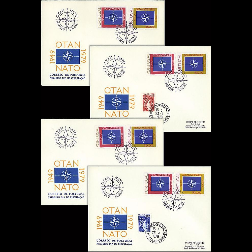 OTAN30-T2-5 : 1979 - 4 FDC 1er Jour Portugal '30 ans OTAN' oblit. complt.