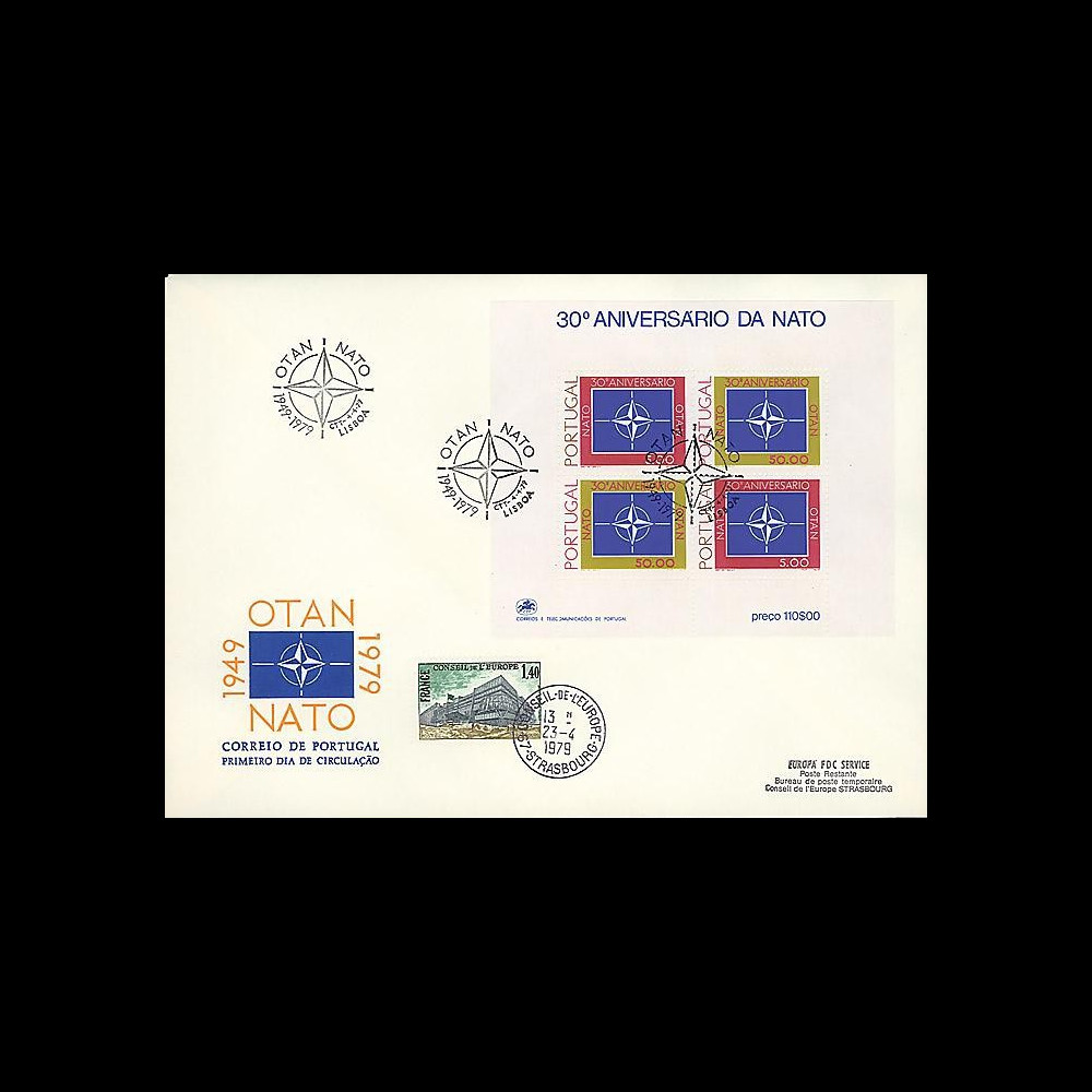 OTAN30B : 1979 - FDC 1er Jour bloc-feuillet Portugal '30 ans OTAN'