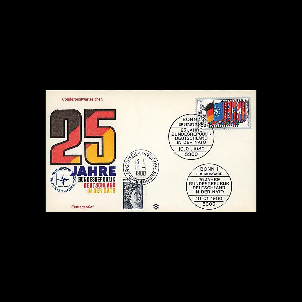 OTAN31 : 1980 - FDC 1er Jour Allemagne '25 ans admission dans l'OTAN'