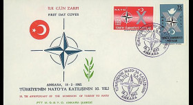 OTAN16 : 1962 - FDC 1er Jour Turquie '10 ans admission à l'OTAN'