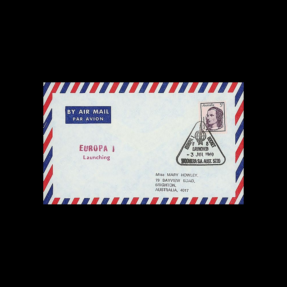 ELDO 6 : 1969 - FDC Woomera 'Fusée Europa I vol F8'