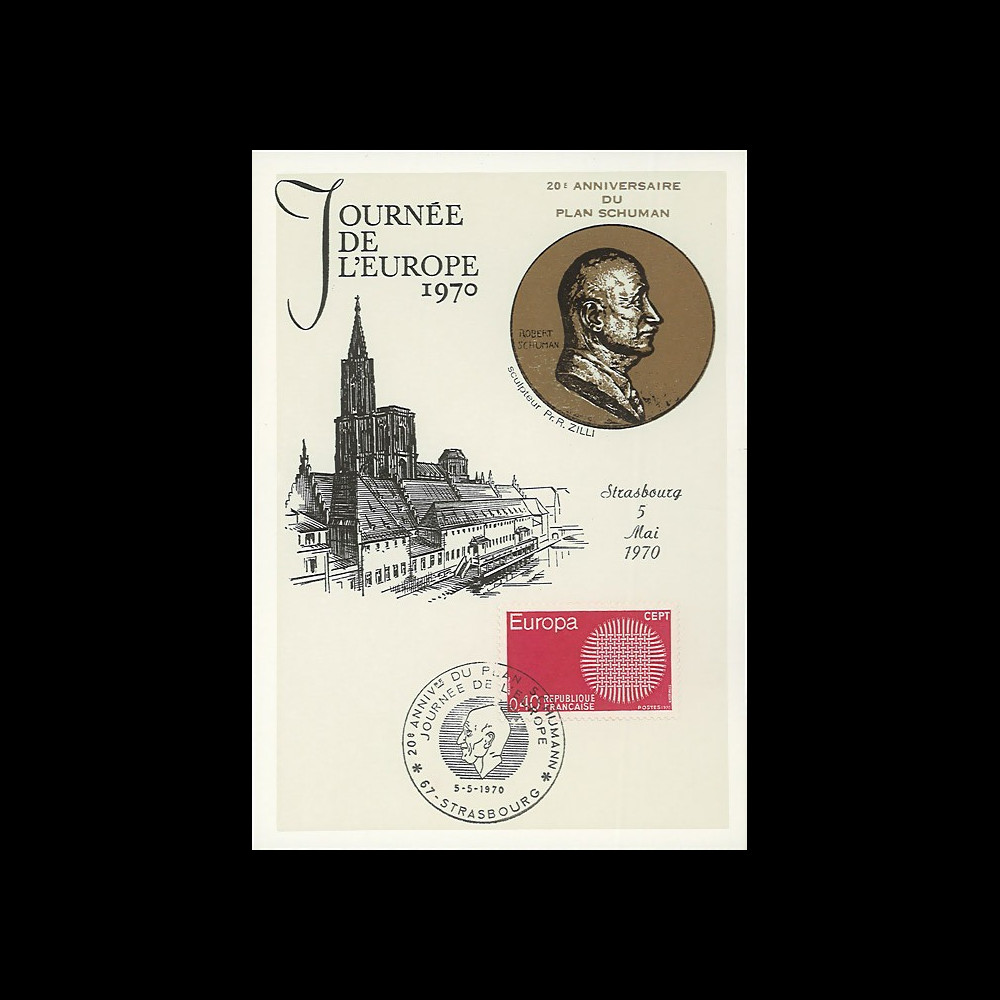 RD52a : 1970 - Carte 'Journée de l'Europe - 20e anniversaire Plan Schuman' RD52a : 1970 - Carte 'Journée de l'Europe - 20e anniversaire Plan Schuman'
