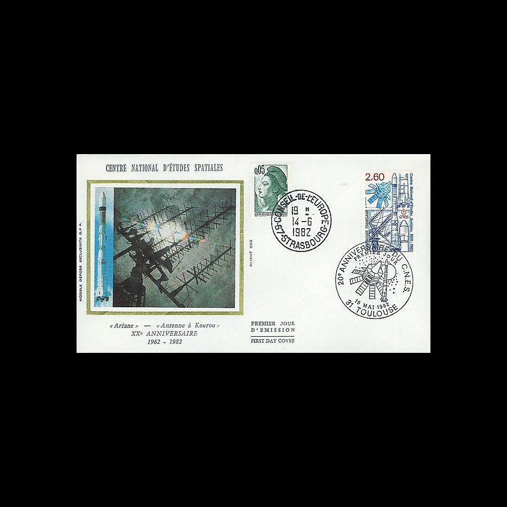 AR 12L : 1982 - FDC 1er Jour Toulouse '20e anniversaire du CNES'