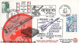 AR 16L : 1983 - FDC Kourou 'Ariane L06 - sat. ECS-1 & AMSAT-PIIIB'