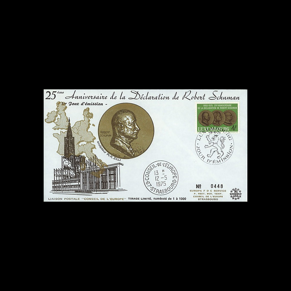 LUX12L : 1975 - FDC Parlement eur. '25e anniversaire Déclaration Schuman' LUX12L : 1975 - FDC Parlement eur. '25e anniversaire Déclaration Schuman'