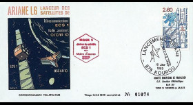 SEP 16L : 1983 - FDC SEP 'Ariane L06 - sat. ECS-1 & AMSAT-PIIIB'