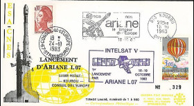 AR 17L T1 : 1983 - FDC Kourou 'Ariane L07 - satellite INTELSAT V'