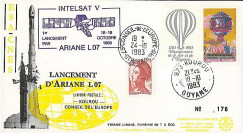 AR 17L T2 : 1983 - FDC Kourou 'Ariane L07 - satellite INTELSAT V'