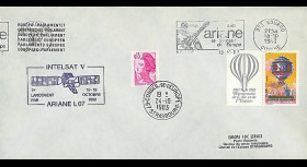 AR 17LA : 1983 - Env. entête PE Kourou 'Ariane L07 - sat. INTELSAT V'