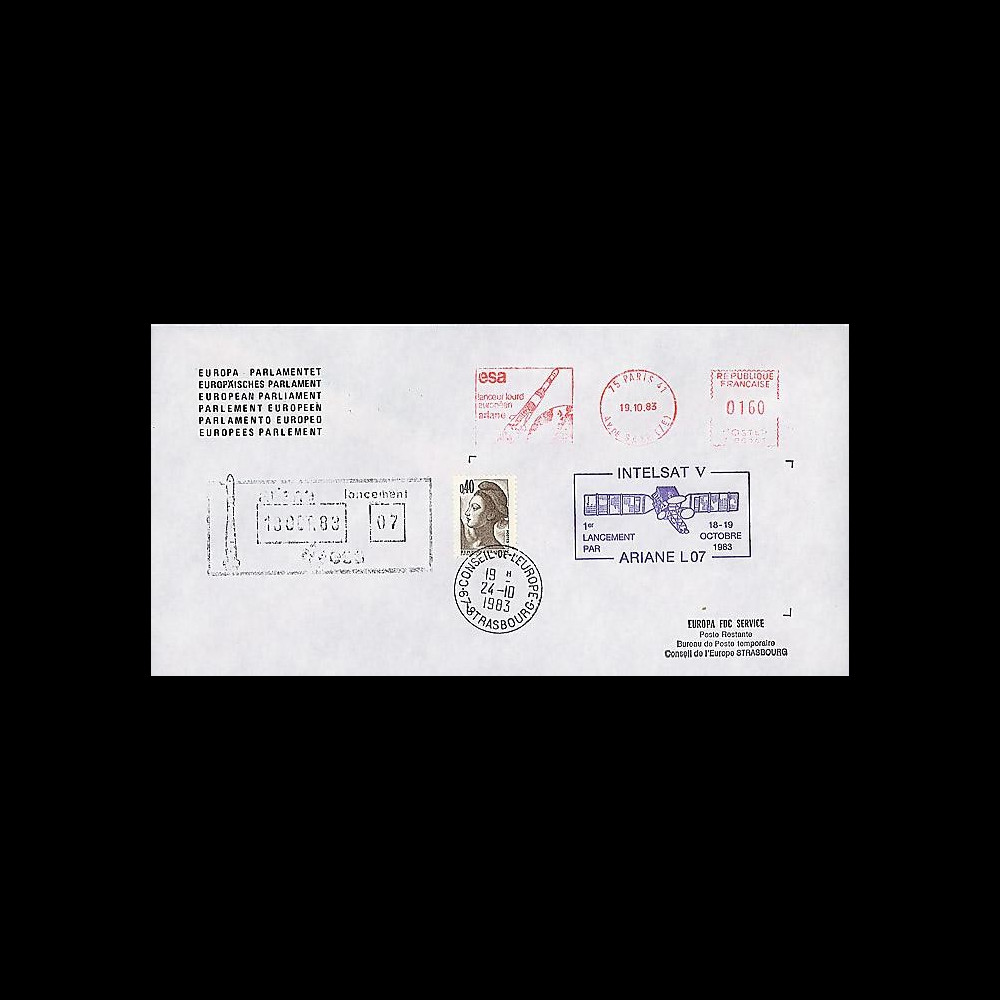 AR 17LB : 1983 - Env. entête PE ESA 'Ariane L07 - sat. INTELSAT V'