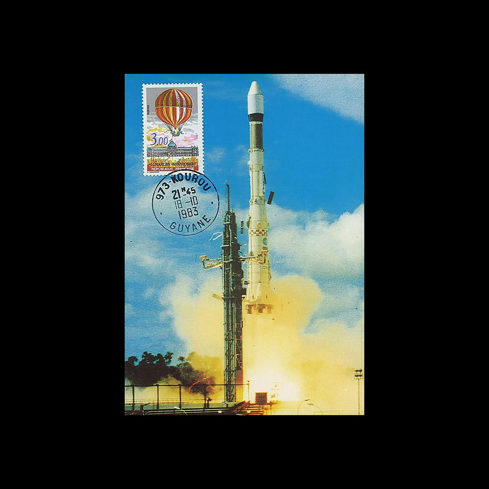 AR 17LC : 1983 - Carte maxi 'Ariane L07 - sat. INTELSAT V'