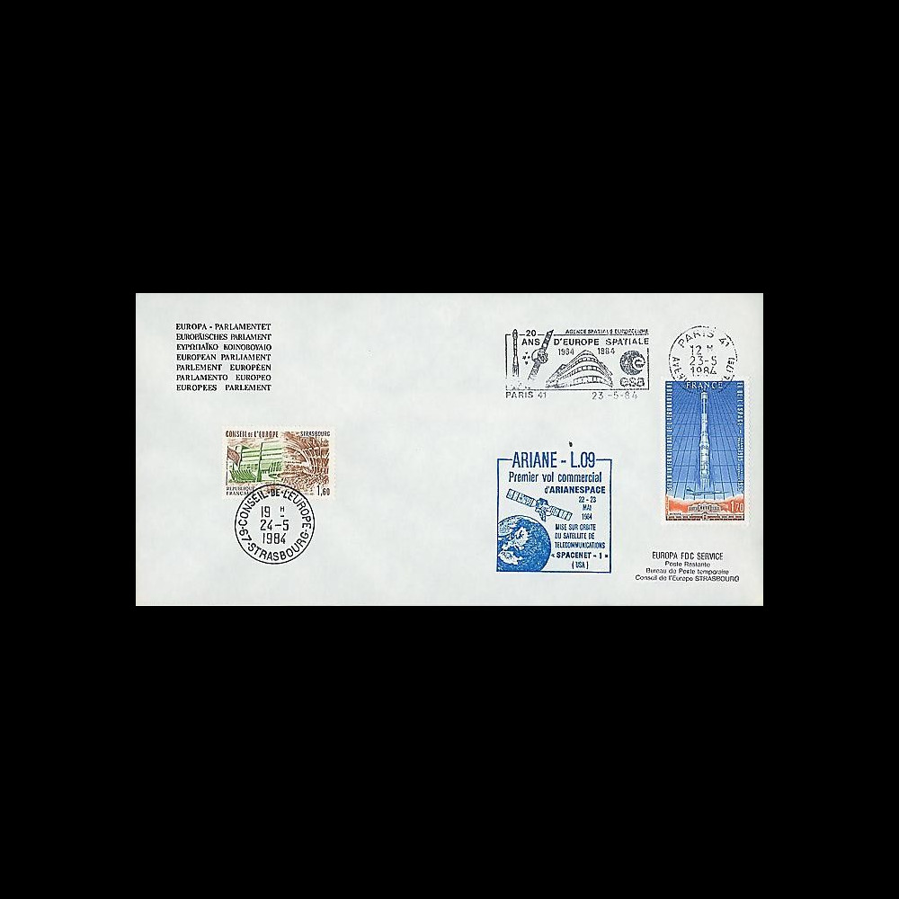 AR 19LB : 1984 - Env. entête Parlement eur. - Paris 'Ariane L09'