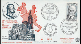 FE29C : 1975 - FDC Conseil de l'Europe 1er Jour TP 'Schuman