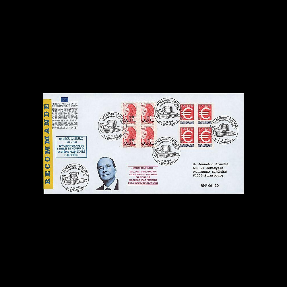 PE403a : 1999 - FDC RECO Parlement eur. 'de l'ECU à l'EURO'