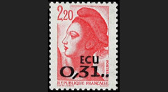 YT2530 : 1988 - France 1 valeur timbre "Liberté de Gandon" surchargée 0