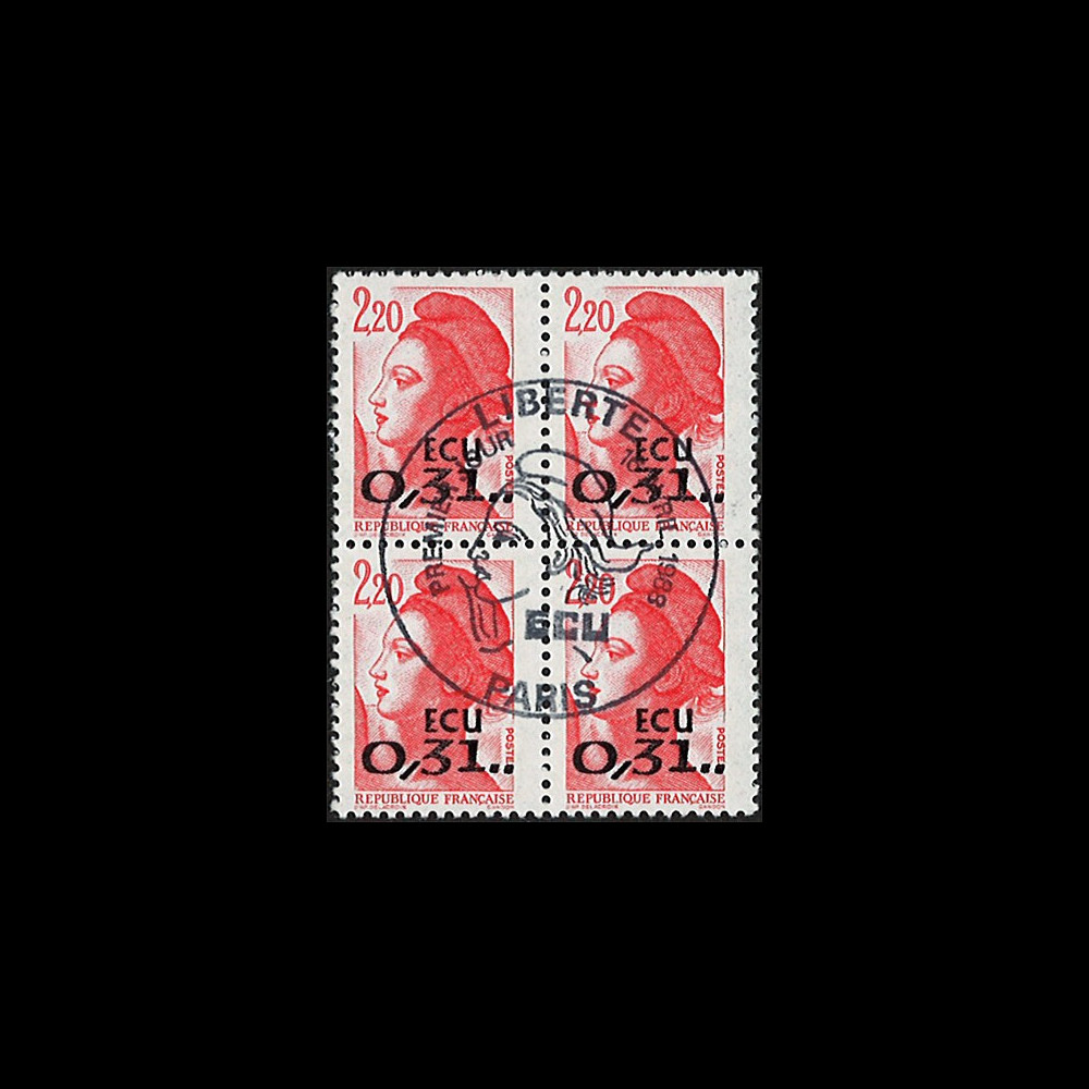 YT2530PJ : 1988 - France 1er Jour bloc 4 val. "Liberté de Gandon" surchargée 0