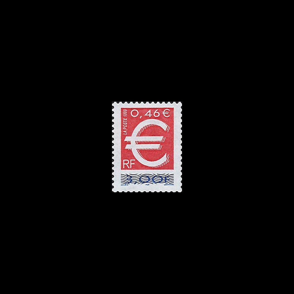 YT3214 : 1999 - TP France double faciale 'lancement de l'EURO'