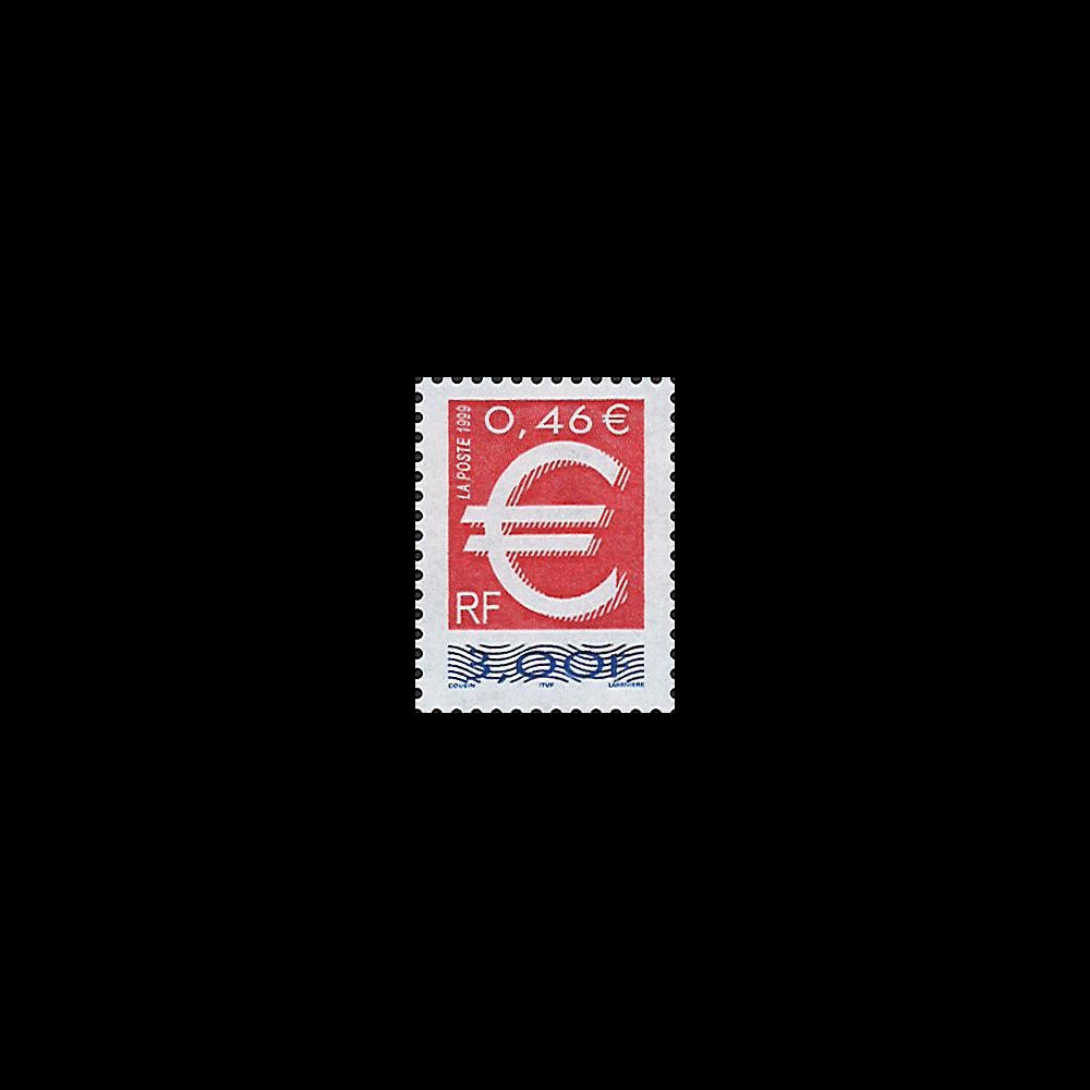 YT3214 : 1999 - TP France double faciale 'lancement de l'EURO'