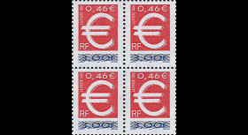 YT3214B4 : 1999 - Bloc de 4 TP France double faciale 'lancement EURO'