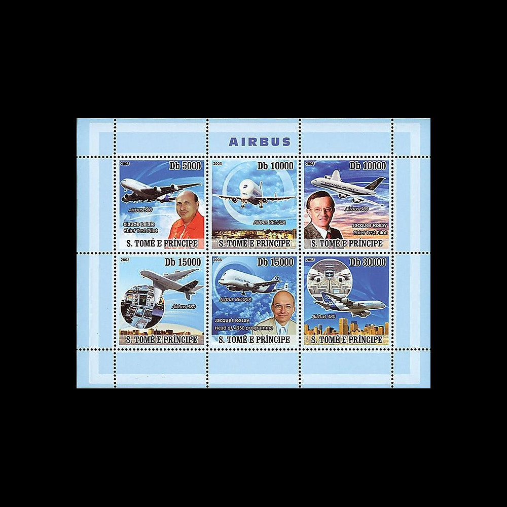 A380-70N : 2008 - Bloc St-Tomé et Principe 'Programmes Airbus A380 & A350'