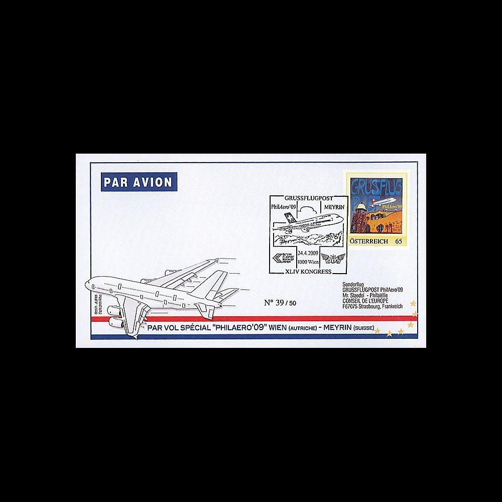 A380-78 : 2009 - Pli vol A380 Austrian Airlines 'PhilAero' 09 Wien'