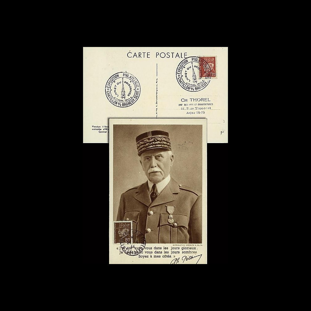 W2-FR512-D5 : 1944 - CM  'Buste de face - 88 ans Mal Pétain' YT 512