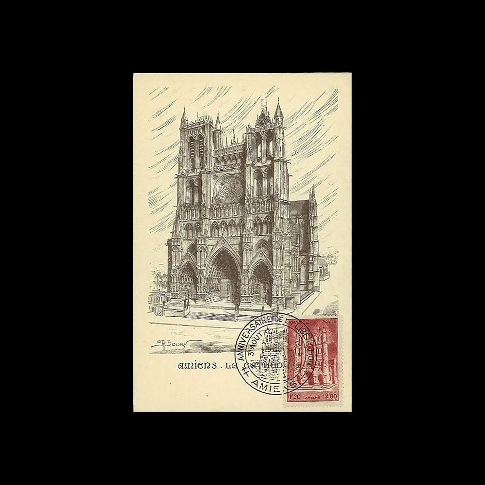 W2-F665-E1 : 1945 - CM 'Cath. d'Amiens - Souvenir Libération' YT 665