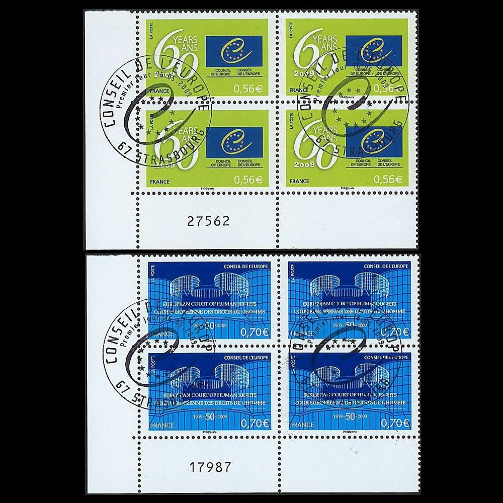 CE60-PJ4 : 2009 - Bloc de 4 TP de service Conseil de l'Europe 1er jour