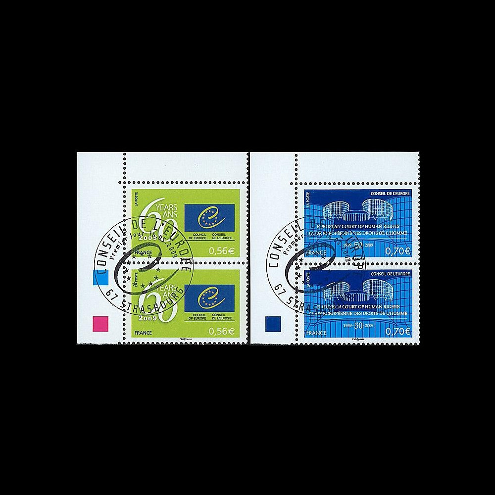 CE60-PJ2 : 2009 - Paire de 4 TP de service Conseil de l'Europe 1er jour