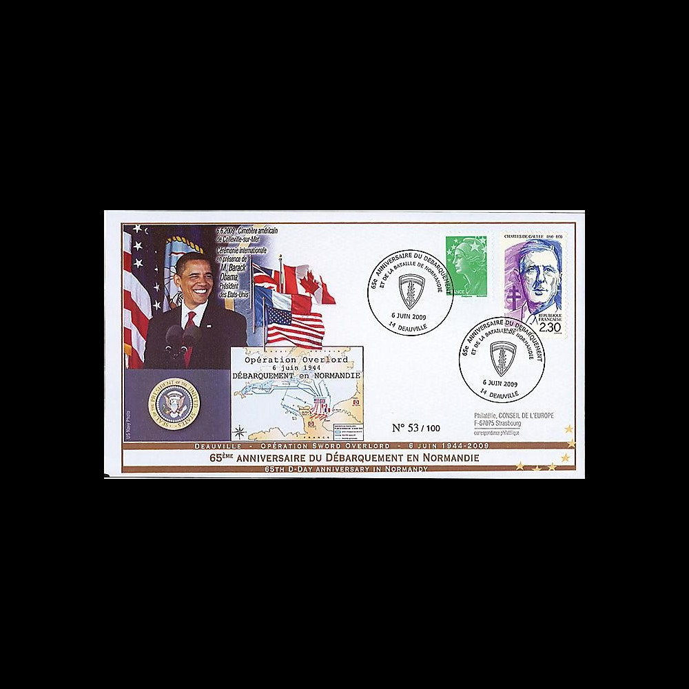 DEB09-5A : 2009 - FDC '65 ans D-Day - président Obama'