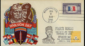 DEB 46-1 T2 : 1946 - FDC patriotique USA '2e anniversaire du D-Day'