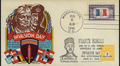 DEB 46-1 T2 : 1946 - FDC patriotique USA '2e anniversaire du D-Day'