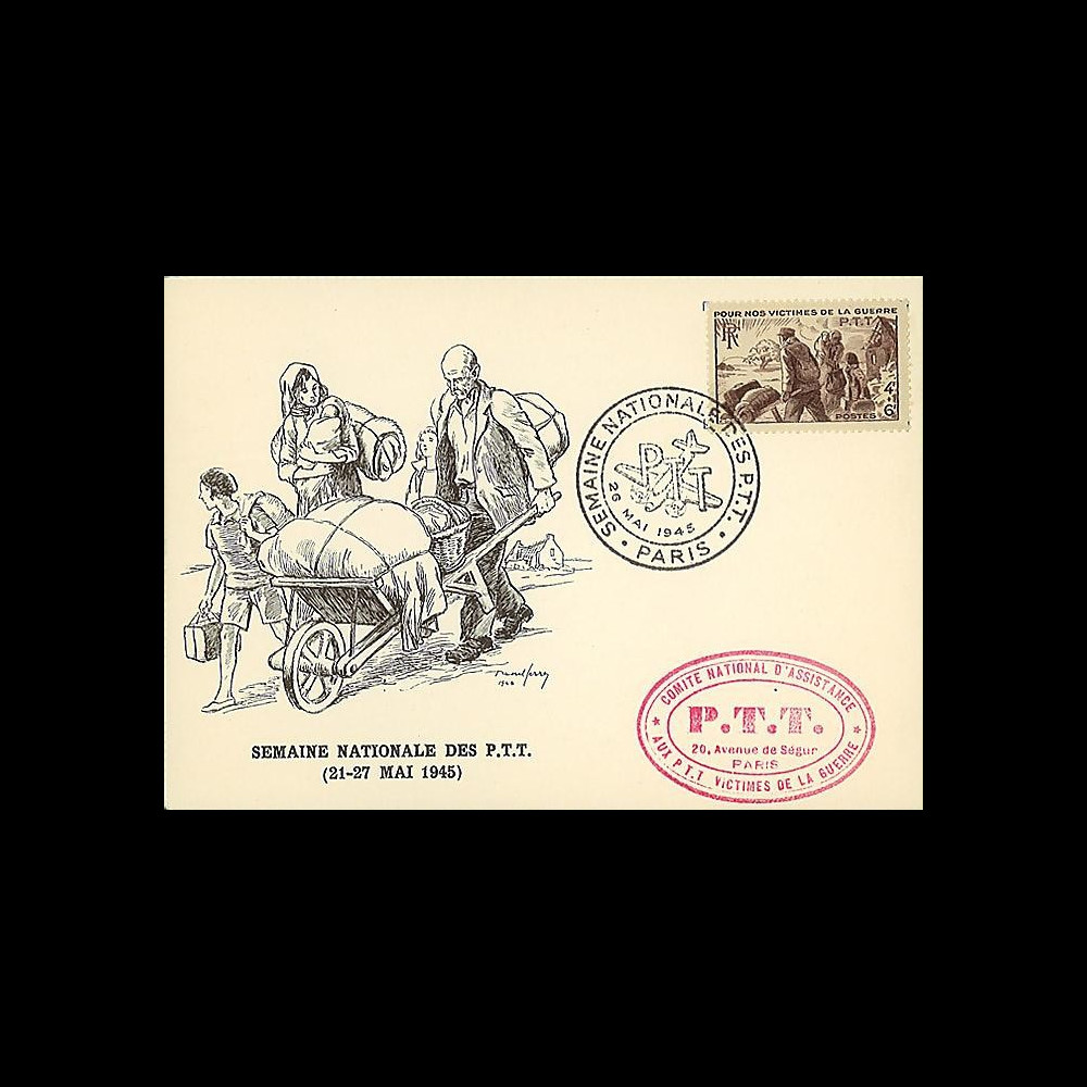 W2-FR737-C1 : 1945 - CM Victimes de Guerre 'Semaine Nat. PTT' Paris