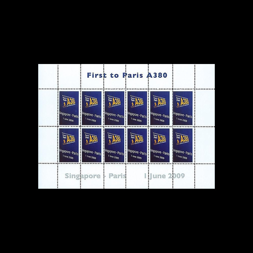A380-79V : 2009 - Feuillet 'Singapore Airlines - First to Paris A380'