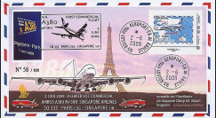 A380-80 : 2009 - FDC 'A380 1er vol commercial Paris-Singapore' Monde 20g