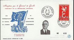 DG59-ST2 : 1959 - FDC 'Visite du Pdt de Gaulle au Conseil de l'Europe'