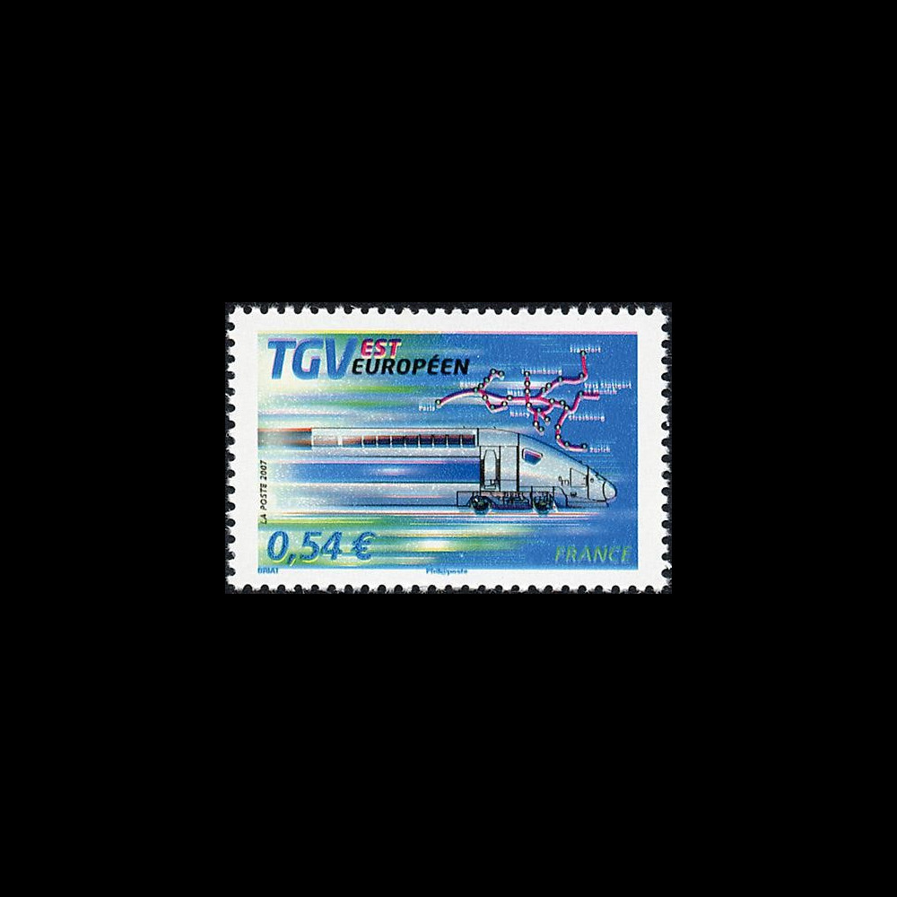 PE539-V : 2007 - TP 'TGV Est' normal + variété décalage des couleurs PE539-V : 2007 - TP 'TGV Est' normal + variété décalage des couleurs