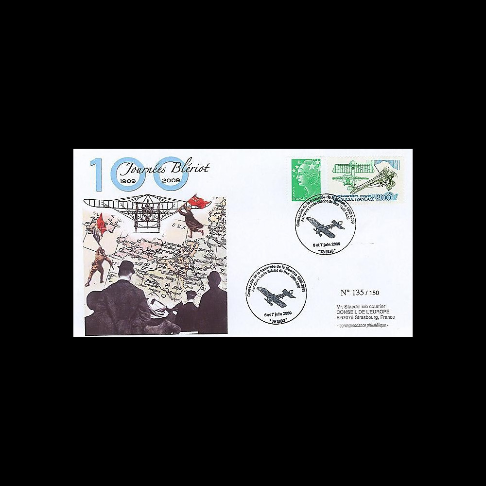 BLE09-1A : 2009 - Pli Centenaire traversée de la Manche - Blériot