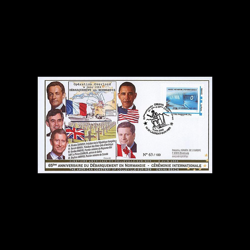 DEB09-2A : 2009 - FDC '65 ans D-Day - cérémonie officielle Colleville' Utah DEB09-2A : 2009 - FDC '65 ans D-Day - cérémonie officielle Colleville' Utah