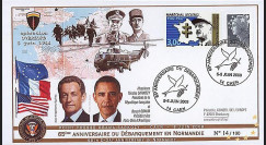 DEB09-3B : 2009 - FDC '65 ans D-Day - Obama et Sarkozy' TP Leclerc