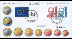 PE445-1 : 2002 - FDC 1er Jour TP 'Introduction de l'Euro' - Belgique